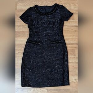 Talbots Dress Black tweed vintage style look Sz2p NWOT $198 retail